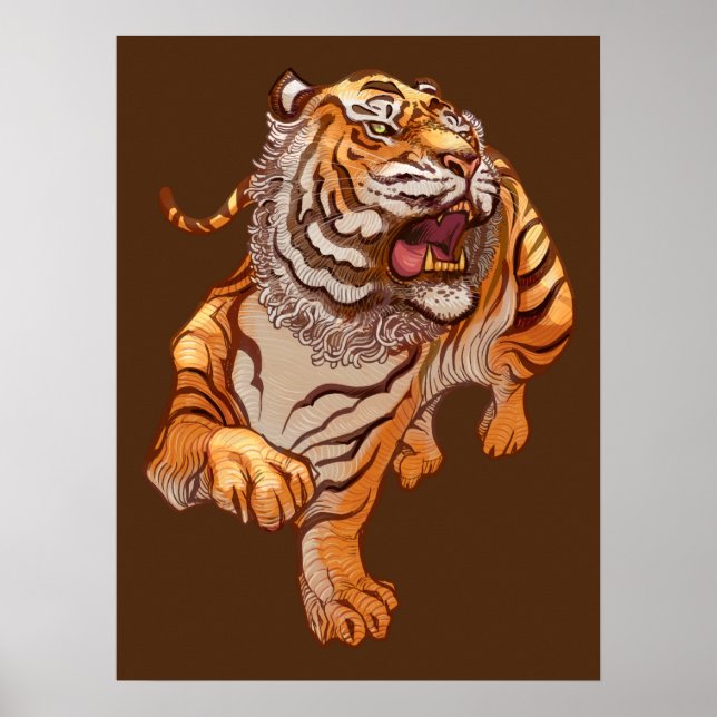Affiche Tigre style art japonais (Devant)