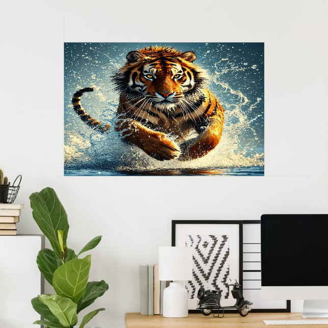 Affiche Tigre sur la Marée Turquoise (Bureau à domicile)