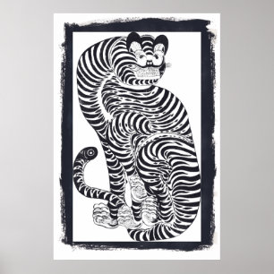 Affiche Tigre talismanique vintage dans un cadre noir