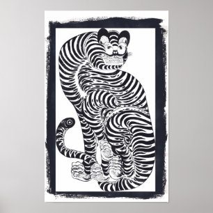 Affiche Tigre talismanique vintage dans un grand cadre noi