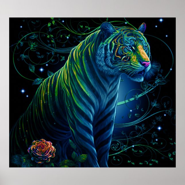 Affiche Tigre vert orné (Devant)