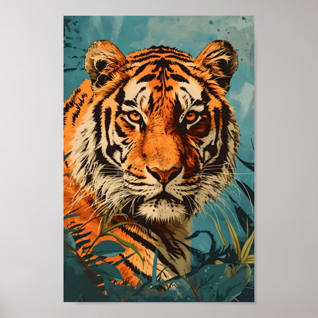 Affiche Tigre vintage : Nostalgie majestueuse (Devant)