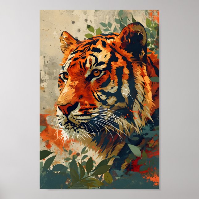 Affiche Tigre vintage : Nostalgie majestueuse (Devant)