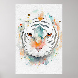 Affiche Tigre Wild Animal Nature Aquarelle Art Peinture