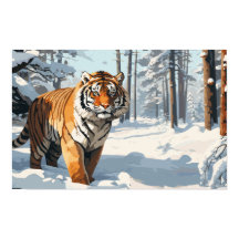 Tigres de Syrie dans les bois couverts de neige