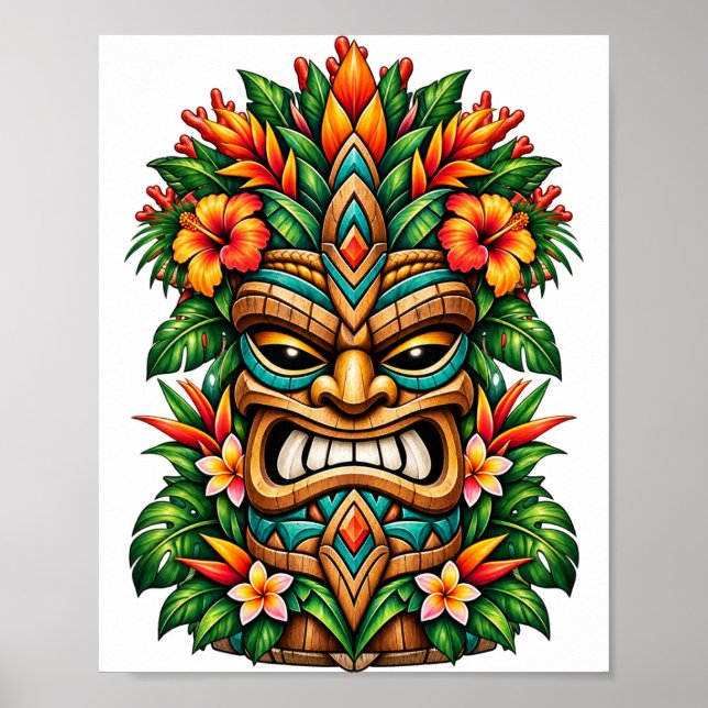 Affiche Tiki à l'Hibiscus Doré (Devant)