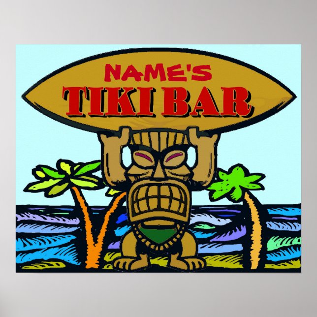 Affiche Tiki Bar Sign, ajouter un nom (Devant)