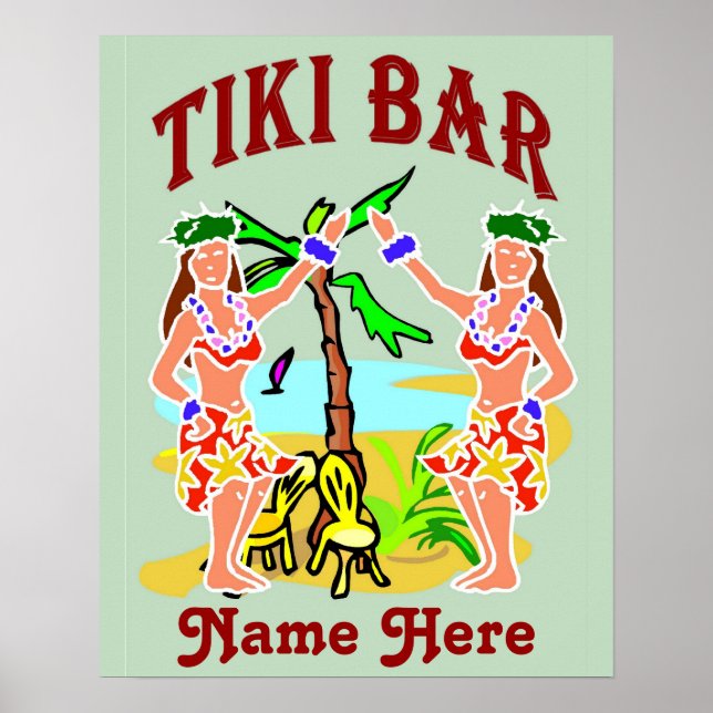 Affiche Tiki Bar Sign nom ajouter (Devant)