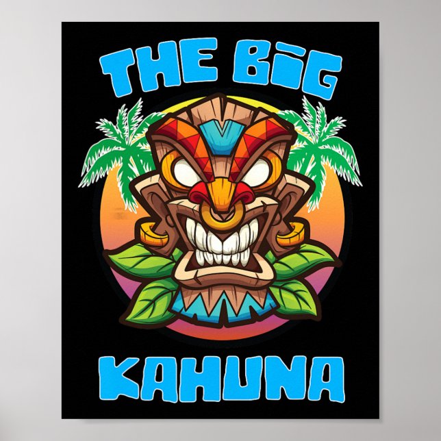 Affiche Tiki Big Kahuna Funny Hawaiian Fête des pères Vaca (Devant)