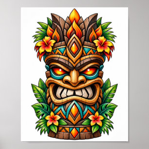 Affiche Tiki Couronne Palmier Doré