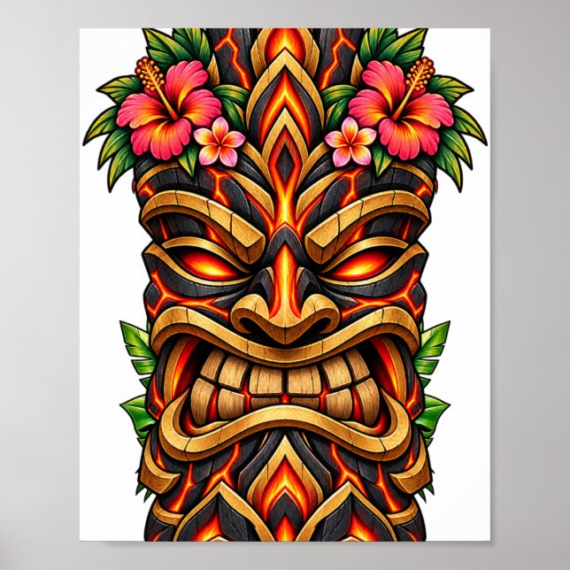 Affiche Tiki en Pierre de Lava (Devant)