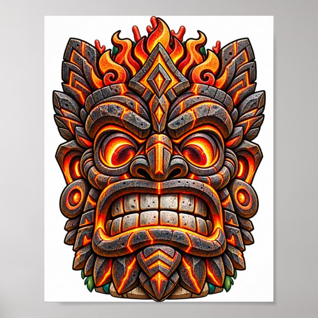 Affiche Tiki sculptée aux braises (Devant)