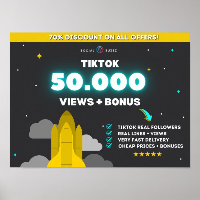 Affiche Tiktok 50K Vues + 10K Aimants | Acheter Tiktok Fol (Devant)