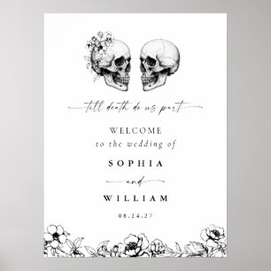 Affiche Til Death Gothique Floral Crâne noir Mariage