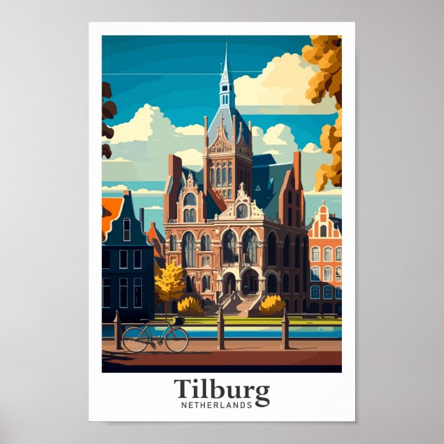 Affiche Tilburg Pays-Bas Voyage Vintage Illustration (Devant)