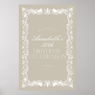 Affiche Tile beige Talavera Fiesta Anniversaire Bienvenue