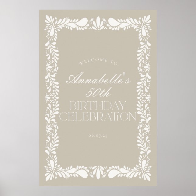 Affiche Tile beige Talavera Fiesta Anniversaire Bienvenue (Devant)