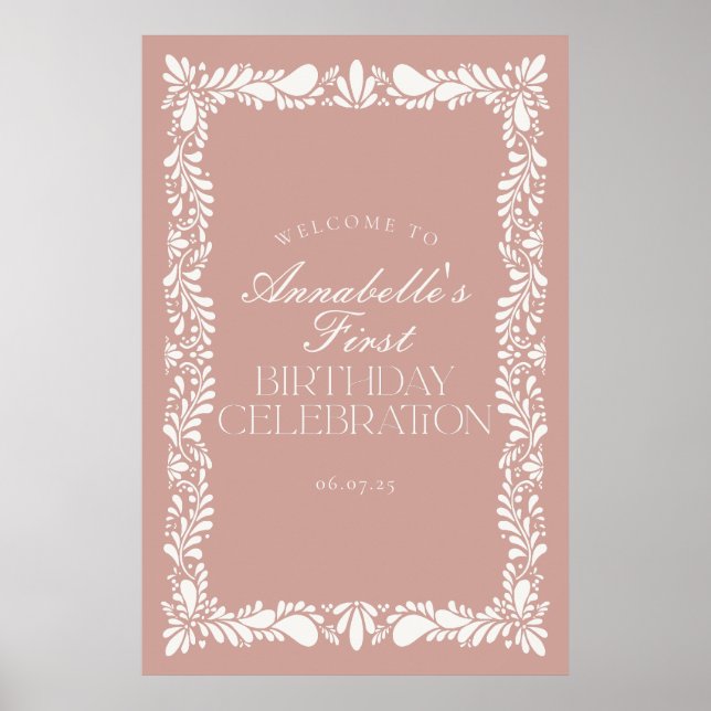 Affiche Tile rose Talavera Fiesta Anniversaire Fête Bienve (Devant)