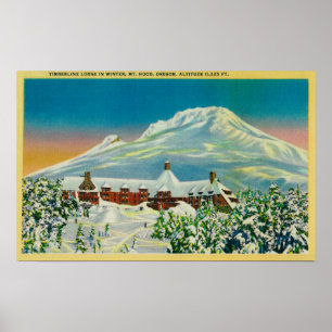 Affiche Timberline Lodge en hiver à Mt Hood