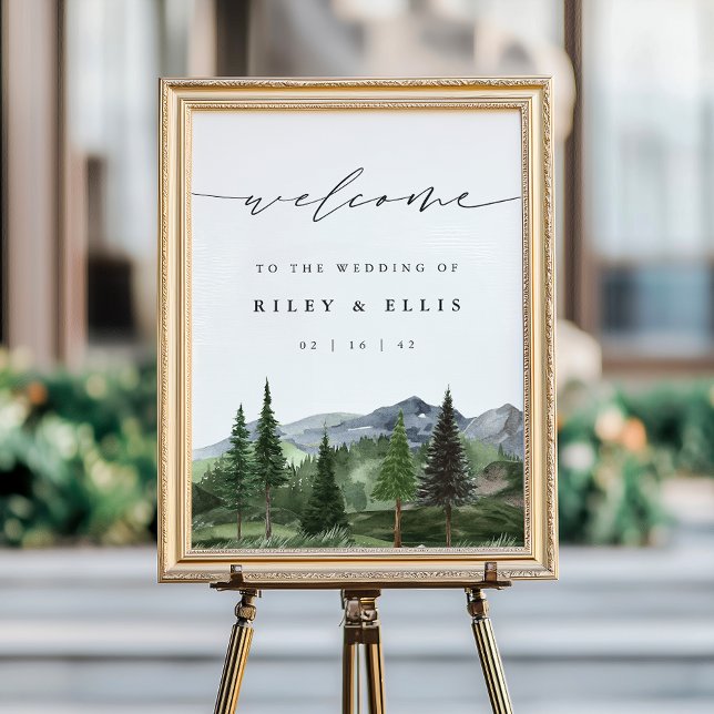 Affiche Timberline | Mountain Forest Wedding Welcome Sign (Créateur téléchargé)