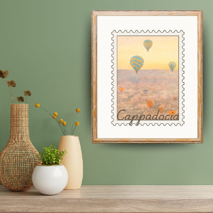 Affiche Timbre aquarelle Cappadoce