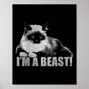 Affiche Timbre de chat graphique branché Je suis une bête