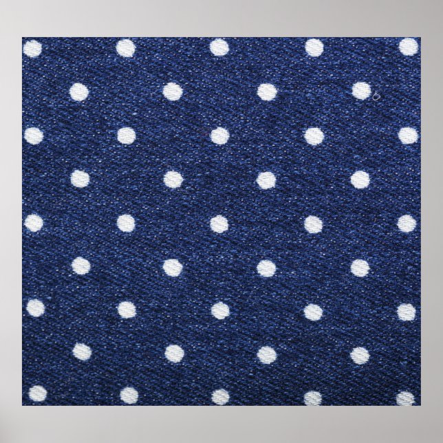 Affiche Timbre de pois : texture en tissu denim. (Devant)
