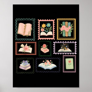 Affiche Timbre Livre Amoureux de Lecture Livresque