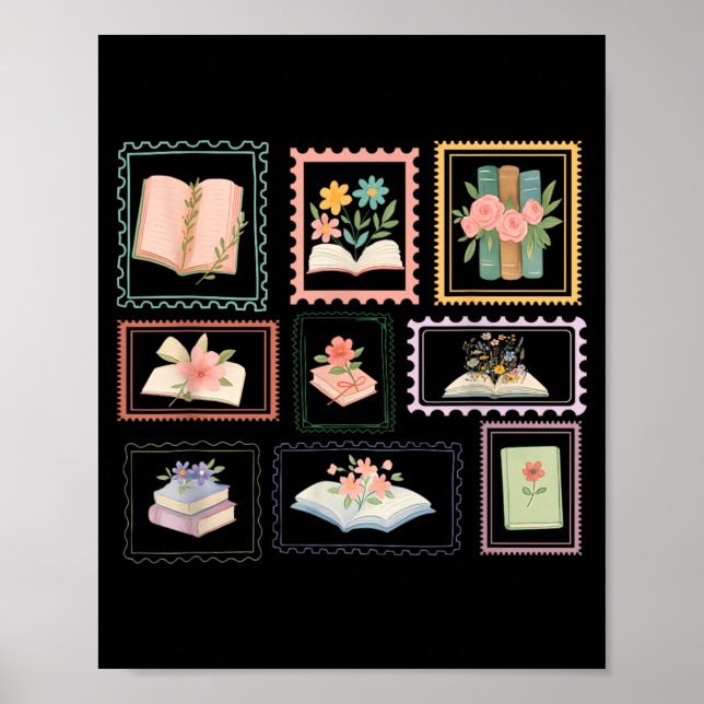 Affiche Timbre Livre Amoureux de Lecture Livresque (Devant)