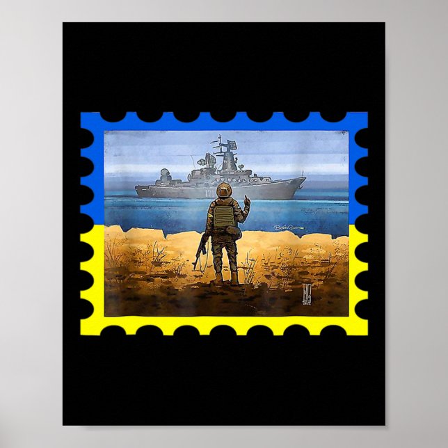 Affiche Timbre-poste vintage rétro Ukraine Drapeau Fierté  (Devant)