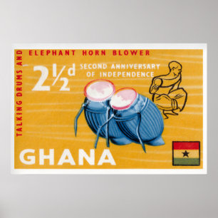 Affiche Timbres africains imprimés timbres-poste vintage G