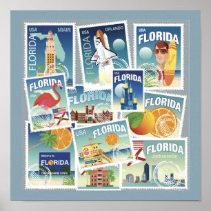 Affiche Timbres de la Floride