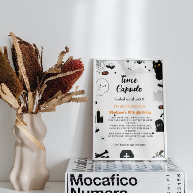 Affiche Time Capsule Halloween fantôme jeu de baby shower  (Créateur téléchargé)