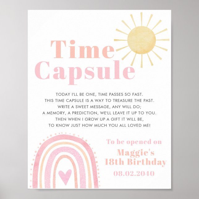 Affiche Time Capsule Pastel Rainbow Sun Girl 1er anniversa (Devant)