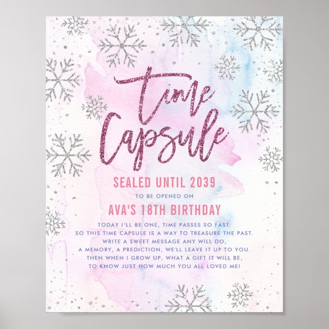 Affiche Time Capsule Silver Snowflake Parties scintillant  (Devant)