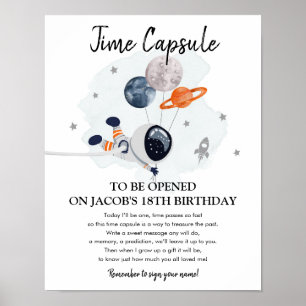 Affiche Time Capsule Space Planets Garçon 1er anniversaire