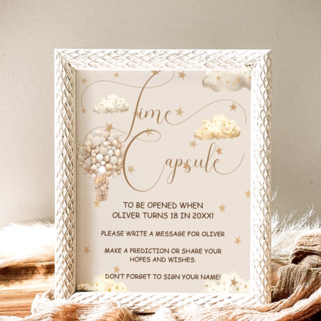 Affiche Time Capsule Teddy Bear Balloons Baby shower Jeu (Créateur téléchargé)