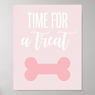 Affiche Time for a Treat Puppy Party Sign Pink