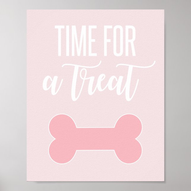 Affiche Time for a Treat Puppy Party Sign Pink (Devant)