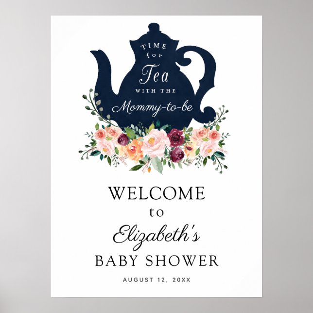 Affiche Time for Tea Baby Shower Welcome Sign (Devant)