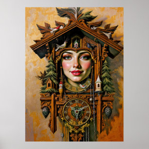 Affiche "Timeless Muse" - Portrait de l'horloge de la cabi