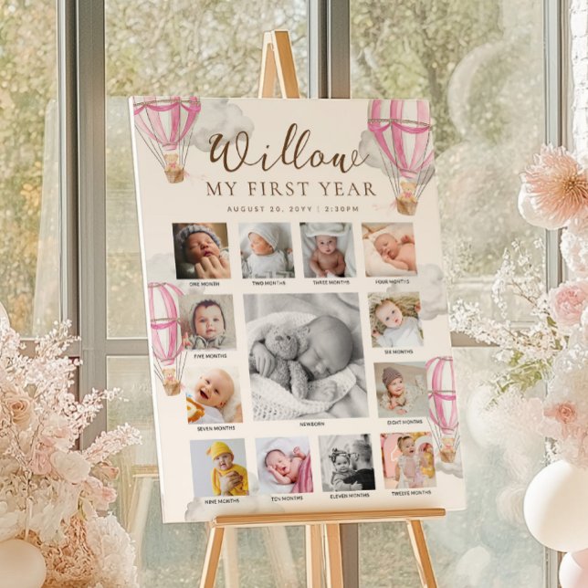 Affiche Timeline de photos du premier anniversaire de Pink (Créateur téléchargé)