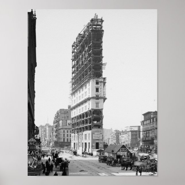 Affiche Times Building Under Construction, New York : 1904 (Devant)