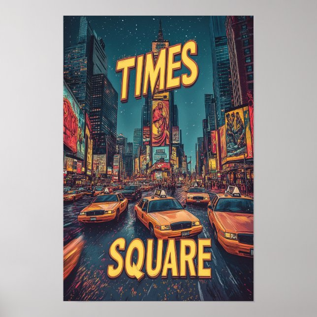 Affiche Times Carré NYC USA Vintage Illustration Travel (Devant)