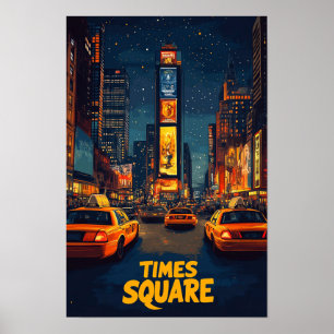 Affiche Times Carré USA Art Vintage Illustration Voyage