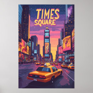 Affiche Times Square NYC Art Illustration Vintage Voyage