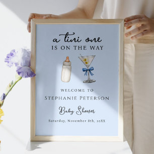 Affiche Tini One en Route Blue Back Martini Baby Shower