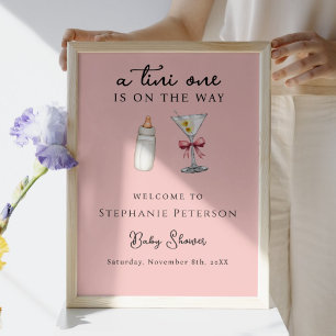 Affiche Tini One en route Pink Back Martini Baby Shower