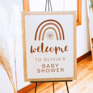 Affiche TINLEY Boho Terracotta Rainbow Sun Baby shower