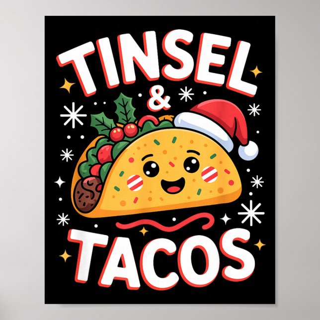 Affiche Tinsel And Tacos Cute Christmas Mexican Food Fun  (Devant)